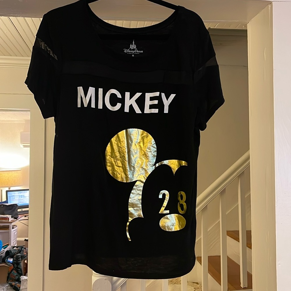 Disney Parks Mickey T Shirt Black and‎ Gold